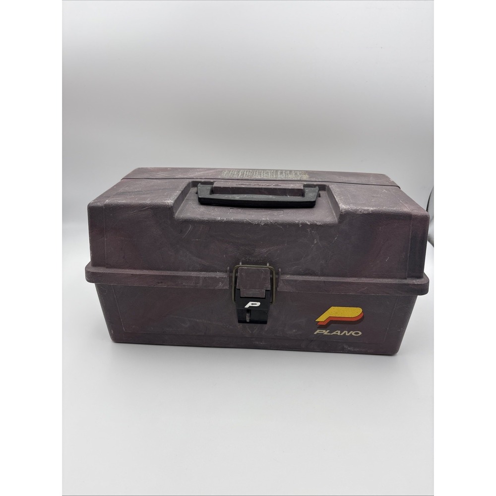 Vintage Plano Tackle Box Model 6303 3 Tier Fold Out Tray Fishing USA Brown